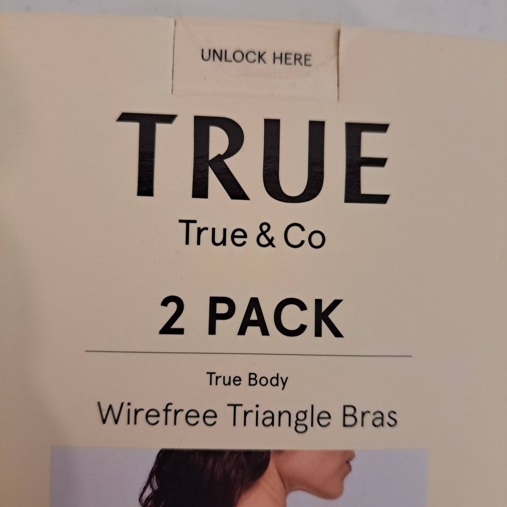 True & Co Womens Bra L Black NWT Wirefree Triangle 2 Pack 1791-350 - Picture 3 of 5